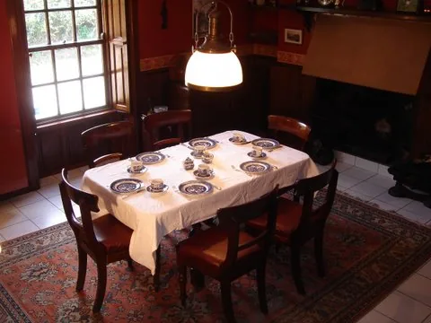 Dining room with a laid table
